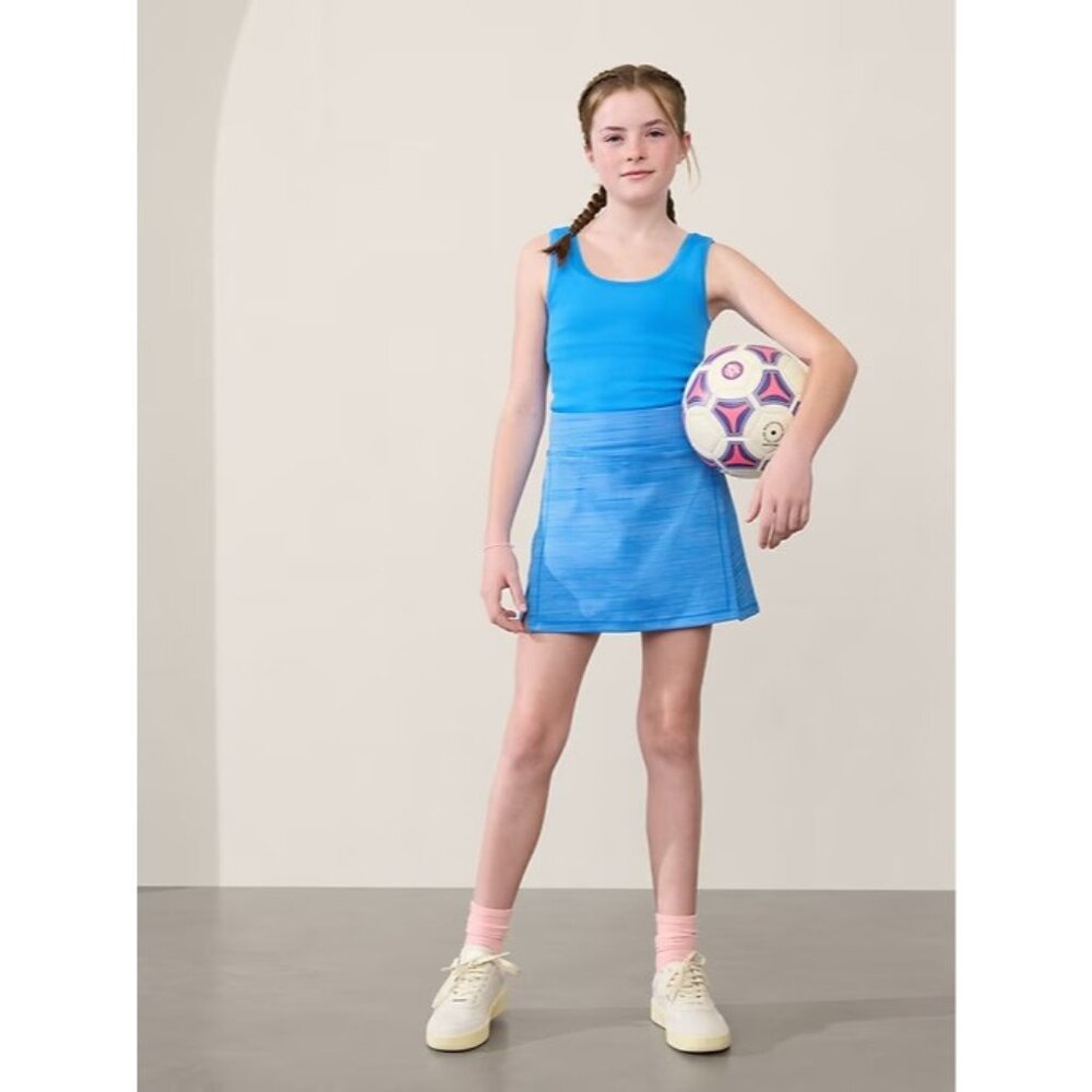 New Athleta Girl L/12 Goal Getter Skort Spacedye Blue Large